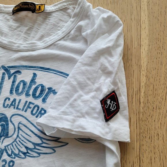 RARE Women’s Johnson Motors Winged Wheel Tee – Size Large (Fitted) - Picture 2 of 6